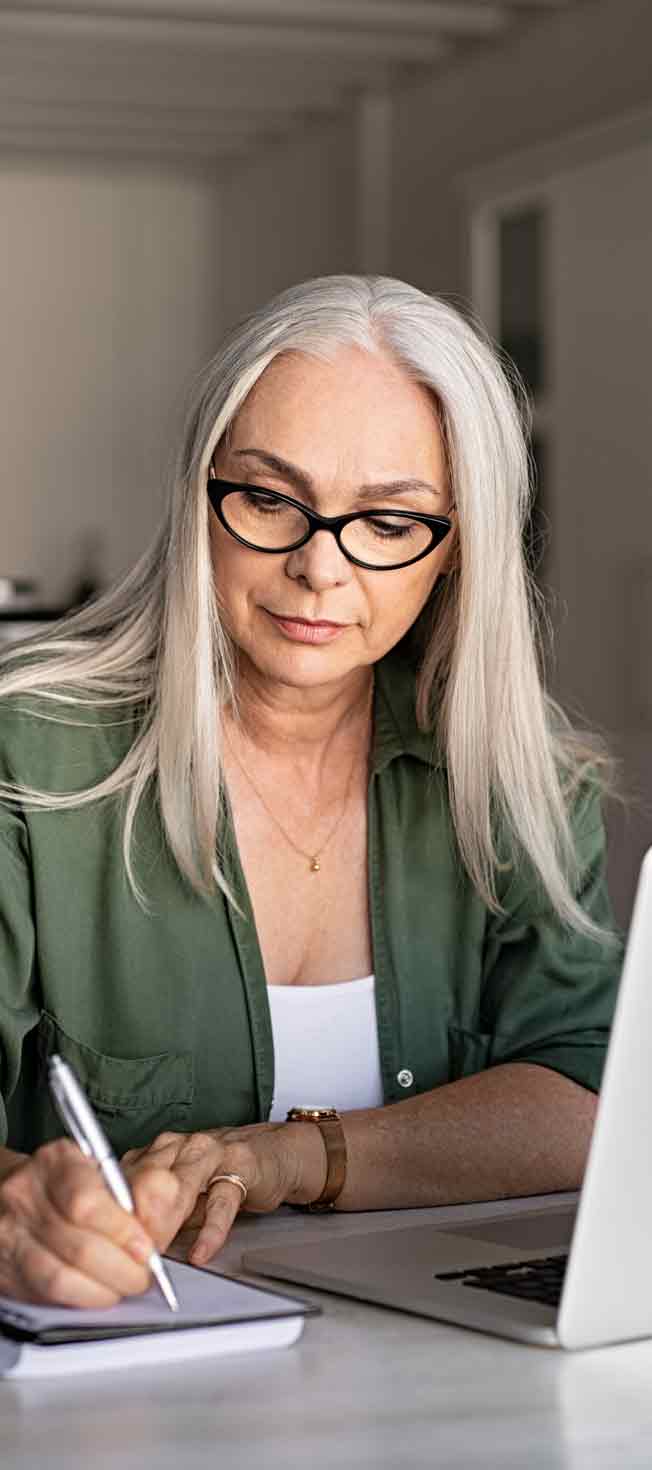 woman searching for information for seniors